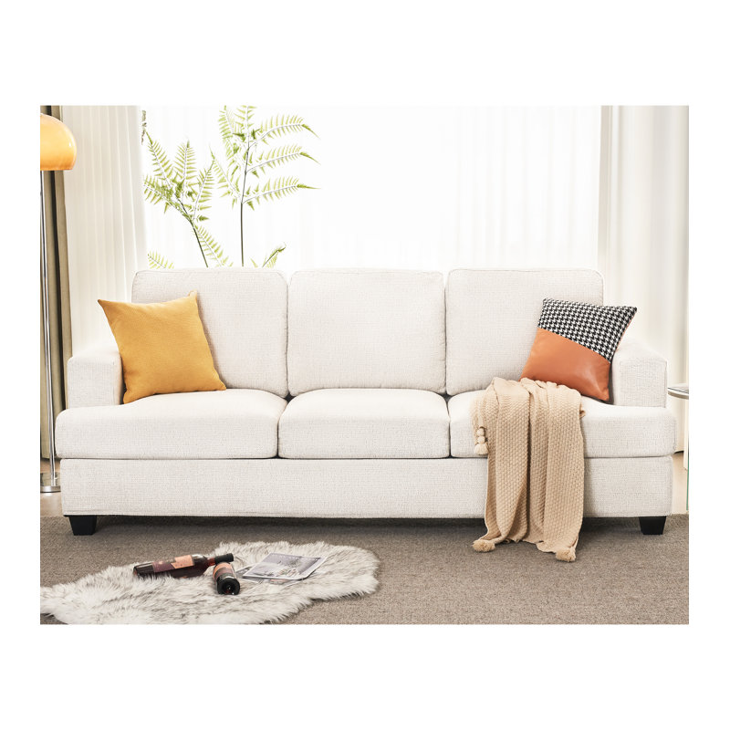 Belosic 89 Upholstered Sofa Wade Logan Fabric Off White Boucle